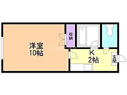 リバーサイド三和C 1Kの間取図画像