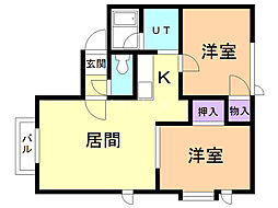 ハイツK 2LDKの間取図画像