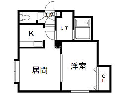 コートスプリングス元町 1DKの間取図画像