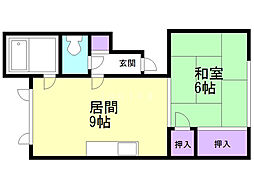 コーポ晴海 1LDKの間取図画像