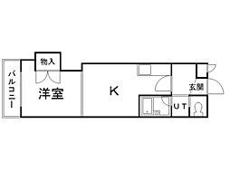 シャトープレイン 1DKの間取図画像
