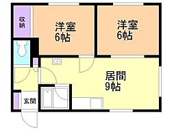 リオグランデN33 2LDKの間取図画像