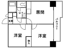 プロシード元町 2LDKの間取図画像