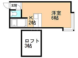 北34条駅ハウス 1Kの間取図画像