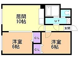 エリザベート北31-2 2LDKの間取図画像