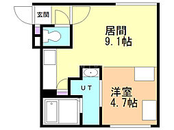 GRANDWOODKANON 1LDKの間取図画像