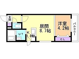 シエルエスト 1LDKの間取図画像