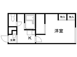レオパレスハピネス124 1Kの間取図画像
