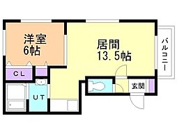 ボナールN18 1LDKの間取図画像