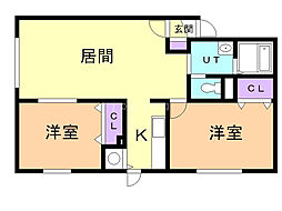 リデーレ元町 2LDKの間取図画像