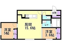 NOVEL東区役所前 2LDKの間取図画像