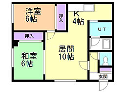 エステート森 2LDKの間取図画像