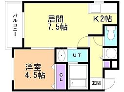 リュクス元町 1LDKの間取図画像