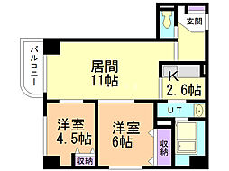 VestLifeカイセイ 2LDKの間取図画像