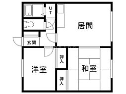 開ハイツA 2LDKの間取図画像