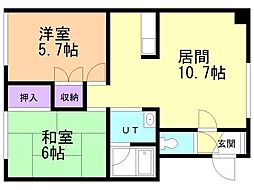 ロイヤル18 2LDKの間取図画像