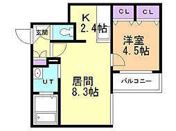 GRACIASN14 1LDKの間取図画像