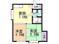 シェ・モア1 2LDKの間取図画像