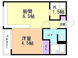 ダイアナ白石ヒルズ2 1DKの間取図画像