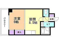 クリスタルコート 1LDKの間取図画像