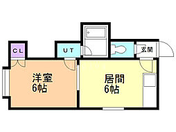 エミネンス栄通 1DKの間取図画像