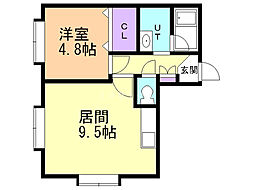 マジェスティック北郷弐番館 1LDKの間取図画像