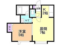 ウッドビレッジ2 1LDKの間取図画像