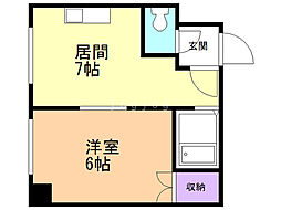 アーバン栄通B 1DKの間取図画像