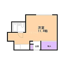 東札幌ハイツ ワンルームの間取図画像
