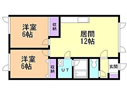 ハイツ本郷通 2LDKの間取図画像