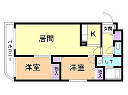 ディアコート 2LDKの間取図画像