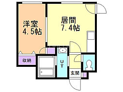 グランドサクセス東札幌 1LDKの間取図画像