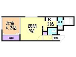 ワイズフェリーチェ南郷 1LDKの間取図画像