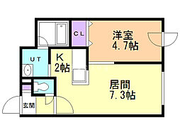 グランディール45 1LDKの間取図画像