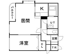 リッチパレス菊水 1LDKの間取図画像