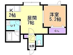 カレン 1LDKの間取図画像