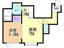 ボンヌ・シャンス 1LDKの間取図画像