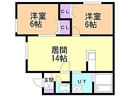 ファインド北郷 2LDKの間取図画像