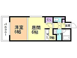 エリオ東札幌 1LDKの間取図画像