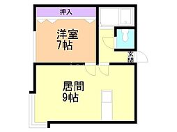 AMS平和通 1LDKの間取図画像