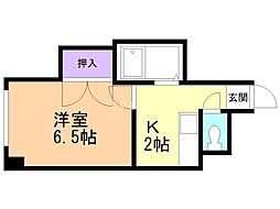 コスモス菊水 1Kの間取図画像