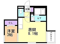 札幌市白石区南郷通7丁目南マンション 1LDKの間取図画像