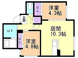 RESIDENCESINMEIHONGOUEAST 2LDKの間取図画像