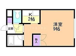 クィーンズコート南郷 1Kの間取図画像