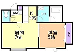 フロルドゥコルザ2 1LDKの間取図画像