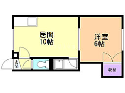 10ハイツ 1LDKの間取図画像