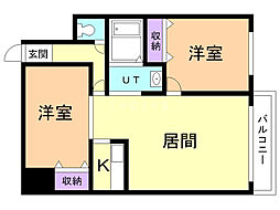 セントポーリアクラリス 2LDKの間取図画像