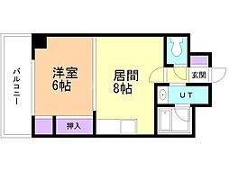 クリスタルコート 1LDKの間取図画像