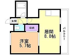 レインボーカズ栄通21丁目 1LDKの間取図画像