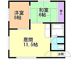 ことぶきコーポ 2LDKの間取図画像